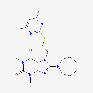 molecular formula C21H29N7O2S B2440697 8-(Azepan-1-yl)-7-[2-(4,6-dimethylpyrimidin-2-yl)sulfanylethyl]-1,3-dimethylpurine-2,6-dione CAS No. 797775-38-3