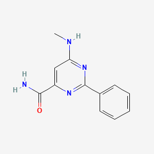 molecular formula C12H12N4O B2440711 6-(甲基氨基)-2-苯基嘧啶-4-甲酰胺 CAS No. 1281872-50-1