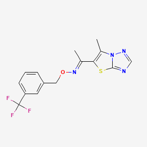 molecular formula C15H13F3N4OS B2440740 (E)-(1-{6-methyl-[1,2,4]triazolo[3,2-b][1,3]thiazol-5-yl}ethylidene)({[3-(trifluoromethyl)phenyl]methoxy})amine CAS No. 478245-60-2