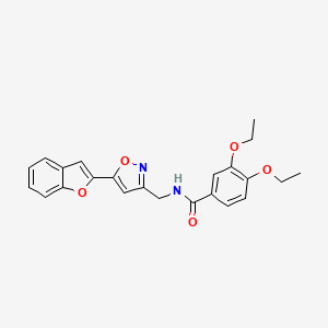 molecular formula C23H22N2O5 B2440748 N-((5-(苯并呋喃-2-基)异噁唑-3-基)甲基)-3,4-二乙氧基苯甲酰胺 CAS No. 1105205-70-6