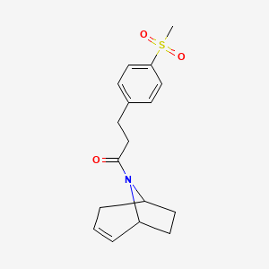 molecular formula C17H21NO3S B2440756 1-((1R,5S)-8-azabicyclo[3.2.1]oct-2-en-8-yl)-3-(4-(methylsulfonyl)phenyl)propan-1-one CAS No. 1705753-69-0