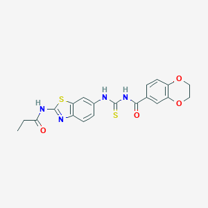 N-{[2-(propanoylamino)-1,3-benzothiazol-6-yl]carbamothioyl}-2,3-dihydro-1,4-benzodioxine-6-carboxamide