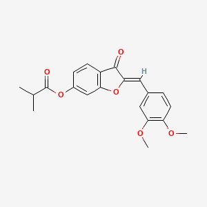 molecular formula C21H20O6 B2440764 (Z)-2-(3,4-二甲氧基苯亚甲基)-3-氧代-2,3-二氢苯并呋喃-6-基异丁酸酯 CAS No. 858760-59-5