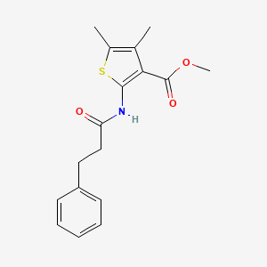 molecular formula C17H19NO3S B2440766 Methyl 4,5-dimethyl-2-(3-phenylpropanamido)thiophene-3-carboxylate CAS No. 544666-72-0