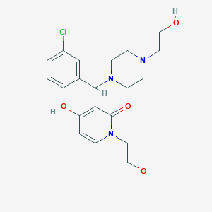 3-((3-chlorophenyl)(4-(2-hydroxyethyl)piperazin-1-yl)methyl)-4-hydroxy-1-(2-methoxyethyl)-6-methylpyridin-2(1H)-one