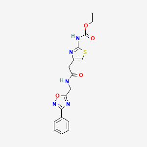 Ethyl (4-(2-oxo-2-(((3-phenyl-1,2,4-oxadiazol-5-yl)methyl)amino)ethyl)thiazol-2-yl)carbamate