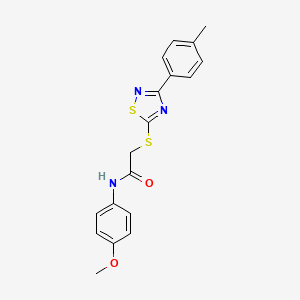 molecular formula C18H17N3O2S2 B2440778 N-(4-methoxyphenyl)-2-((3-(p-tolyl)-1,2,4-thiadiazol-5-yl)thio)acetamide CAS No. 864917-25-9