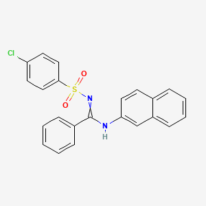 molecular formula C23H17ClN2O2S B2440784 N'-((4-chlorophenyl)sulfonyl)-N-(naphthalen-2-yl)benzimidamide CAS No. 301195-02-8