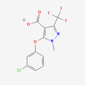molecular formula C12H8ClF3N2O3 B2440785 5-(3-Chlorophenoxy)-1-methyl-3-(trifluoromethyl)-1H-pyrazole-4-carboxylic acid CAS No. 282523-49-3