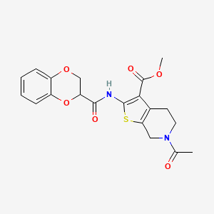 molecular formula C20H20N2O6S B2440787 6-乙酰基-2-(2,3-二氢苯并[b][1,4]二氧杂环-2-甲酰胺基)-4,5,6,7-四氢噻吩并[2,3-c]吡啶-3-甲酸甲酯 CAS No. 864857-94-3
