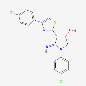molecular formula C19H13Cl2N3OS B2440793 5-amino-1-(4-chlorophenyl)-4-[4-(4-chlorophenyl)-1,3-thiazol-2-yl]-2,3-dihydro-1H-pyrrol-3-one CAS No. 380387-91-7