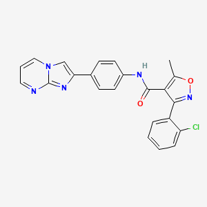 molecular formula C23H16ClN5O2 B2440794 3-(2-chlorophenyl)-N-(4-imidazo[1,2-a]pyrimidin-2-ylphenyl)-5-methylisoxazole-4-carboxamide CAS No. 862811-50-5