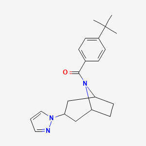 molecular formula C21H27N3O B2440797 ((1R,5S)-3-(1H-pyrazol-1-yl)-8-azabicyclo[3.2.1]octan-8-yl)(4-(tert-butyl)phenyl)methanone CAS No. 2320887-15-6