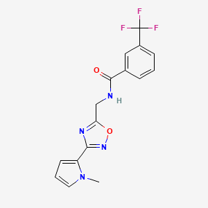 molecular formula C16H13F3N4O2 B2440818 N-((3-(1-methyl-1H-pyrrol-2-yl)-1,2,4-oxadiazol-5-yl)methyl)-3-(trifluoromethyl)benzamide CAS No. 2034409-11-3