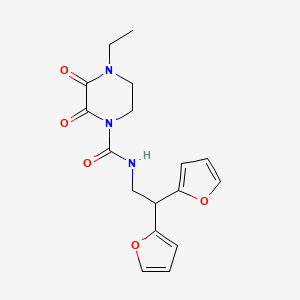 molecular formula C17H19N3O5 B2440820 N-(2,2-di(furan-2-yl)ethyl)-4-ethyl-2,3-dioxopiperazine-1-carboxamide CAS No. 2309600-63-1