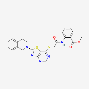 methyl 2-(2-((2-(3,4-dihydroisoquinolin-2(1H)-yl)thiazolo[4,5-d]pyrimidin-7-yl)thio)acetamido)benzoate