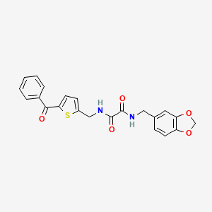 molecular formula C22H18N2O5S B2440832 N1-(benzo[d][1,3]dioxol-5-ylmethyl)-N2-((5-benzoylthiophen-2-yl)methyl)oxalamide CAS No. 1797761-81-9