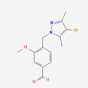 4-[(4-Bromo-3,5-dimethyl-1H-pyrazol-1-yl)methyl]-3-methoxybenzaldehyde