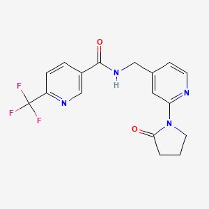 molecular formula C17H15F3N4O2 B2440847 N-((2-(2-氧代吡咯烷-1-基)吡啶-4-基)甲基)-6-(三氟甲基)烟酰胺 CAS No. 2034339-71-2