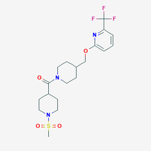 molecular formula C19H26F3N3O4S B2440849 2-{[1-(1-Methanesulfonylpiperidine-4-carbonyl)piperidin-4-yl]methoxy}-6-(trifluoromethyl)pyridine CAS No. 2320416-59-7