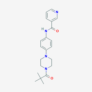molecular formula C21H26N4O2 B244086 N-{4-[4-(2,2-dimethylpropanoyl)-1-piperazinyl]phenyl}nicotinamide 