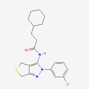 molecular formula C20H24ClN3OS B2440869 N-[2-(3-chlorophenyl)-4,6-dihydrothieno[3,4-c]pyrazol-3-yl]-3-cyclohexylpropanamide CAS No. 450340-53-1