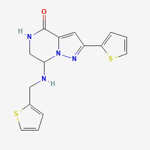 molecular formula C15H14N4OS2 B2440879 2-(2-thienyl)-7-[(2-thienylmethyl)amino]-6,7-dihydropyrazolo[1,5-a]pyrazin-4(5H)-one CAS No. 1775488-42-0
