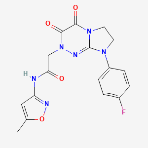 molecular formula C17H15FN6O4 B2440880 2-(8-(4-fluorophenyl)-3,4-dioxo-3,4,7,8-tetrahydroimidazo[2,1-c][1,2,4]triazin-2(6H)-yl)-N-(5-methylisoxazol-3-yl)acetamide CAS No. 941995-30-8