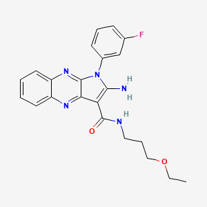 molecular formula C22H22FN5O2 B2440888 2-amino-N-(3-ethoxypropyl)-1-(3-fluorophenyl)-1H-pyrrolo[2,3-b]quinoxaline-3-carboxamide CAS No. 840499-33-4