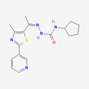 molecular formula C17H21N5OS B2440892 1-cyclopentyl-3-[(Z)-1-(4-methyl-2-pyridin-3-yl-1,3-thiazol-5-yl)ethylideneamino]urea CAS No. 1356819-44-7