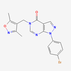 molecular formula C17H14BrN5O2 B2440893 1-(4-bromophenyl)-5-[(3,5-dimethyl-1,2-oxazol-4-yl)methyl]-1,5-dihydro-4H-pyrazolo[3,4-d]pyrimidin-4-one CAS No. 1326829-64-4