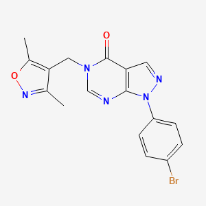 molecular formula C17H14BrN5O2 B2440893 1-(4-溴苯基)-5-[(3,5-二甲基-1,2-恶唑-4-基)甲基]-1,5-二氢-4H-吡唑并[3,4-d]嘧啶-4-酮 CAS No. 1326829-64-4