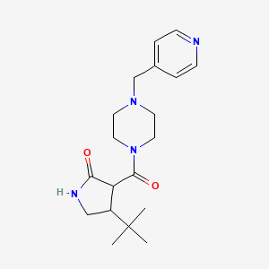 molecular formula C19H28N4O2 B2440895 4-叔丁基-3-{4-[(吡啶-4-基)甲基]哌嗪-1-羰基}吡咯烷-2-酮 CAS No. 2097897-12-4