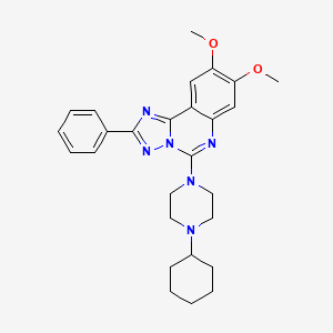 molecular formula C27H32N6O2 B2440896 1-Cyclohexyl-4-{8,9-dimethoxy-2-phenyl-[1,2,4]triazolo[1,5-c]quinazolin-5-yl}piperazine CAS No. 902947-94-8