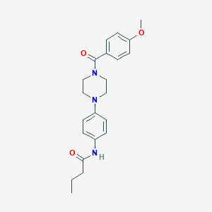 molecular formula C22H27N3O3 B244090 N-{4-[4-(4-methoxybenzoyl)-1-piperazinyl]phenyl}butanamide 