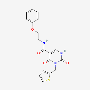 molecular formula C18H17N3O4S B2440904 2,4-二氧代-N-(2-苯氧基乙基)-3-(噻吩-2-基甲基)-1,2,3,4-四氢嘧啶-5-甲酰胺 CAS No. 1396871-66-1