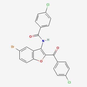 molecular formula C22H12BrCl2NO3 B2440909 N-[5-溴-2-(4-氯苯甲酰基)-1-苯并呋喃-3-基]-4-氯苯甲酰胺 CAS No. 923147-23-3