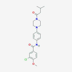 molecular formula C23H28ClN3O3 B244091 3-chloro-4-methoxy-N-{4-[4-(3-methylbutanoyl)-1-piperazinyl]phenyl}benzamide 