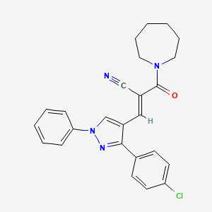 molecular formula C25H23ClN4O B2440923 2-(Azepane-1-carbonyl)-3-(3-(4-chlorophenyl)-1-phenyl-1H-pyrazol-4-yl)acrylonitrile CAS No. 769143-81-9