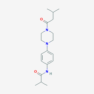 molecular formula C19H29N3O2 B244093 2-methyl-N-{4-[4-(3-methylbutanoyl)-1-piperazinyl]phenyl}propanamide 