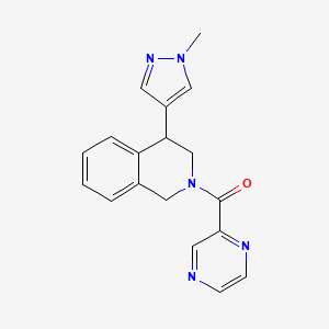 molecular formula C18H17N5O B2440936 (4-(1-methyl-1H-pyrazol-4-yl)-3,4-dihydroisoquinolin-2(1H)-yl)(pyrazin-2-yl)methanone CAS No. 2319786-15-5