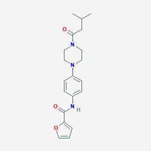 molecular formula C20H25N3O3 B244094 N-{4-[4-(3-methylbutanoyl)-1-piperazinyl]phenyl}-2-furamide 