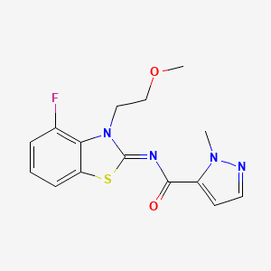 molecular formula C15H15FN4O2S B2440940 (E)-N-(4-氟-3-(2-甲氧基乙基)苯并[d]噻唑-2(3H)-亚甲基)-1-甲基-1H-吡唑-5-甲酰胺 CAS No. 1173627-75-2