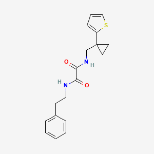 molecular formula C18H20N2O2S B2440947 N1-phenethyl-N2-((1-(thiophen-2-yl)cyclopropyl)methyl)oxalamide CAS No. 1207009-03-7