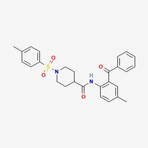 molecular formula C27H28N2O4S B2440949 N-(2-苯甲酰基-4-甲基苯基)-1-甲苯磺酰基哌啶-4-甲酰胺 CAS No. 923488-42-0