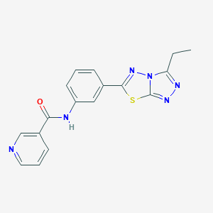 molecular formula C17H14N6OS B244095 N-[3-(3-ethyl[1,2,4]triazolo[3,4-b][1,3,4]thiadiazol-6-yl)phenyl]nicotinamide 