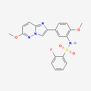 2-fluoro-N-(2-methoxy-5-(6-methoxyimidazo[1,2-b]pyridazin-2-yl)phenyl)benzenesulfonamide