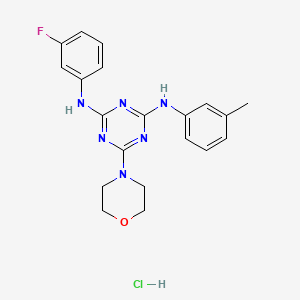 molecular formula C20H22ClFN6O B2440963 N2-(3-fluorophenyl)-6-morpholino-N4-(m-tolyl)-1,3,5-triazine-2,4-diamine hydrochloride CAS No. 1179456-56-4