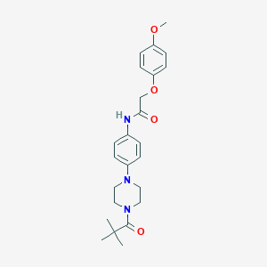 N-{4-[4-(2,2-dimethylpropanoyl)-1-piperazinyl]phenyl}-2-(4-methoxyphenoxy)acetamide