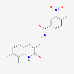 molecular formula C21H21N3O4 B2440974 N-[2-(7,8-二甲基-2-氧代-1H-喹啉-3-基)乙基]-4-甲基-3-硝基苯甲酰胺 CAS No. 851408-10-1